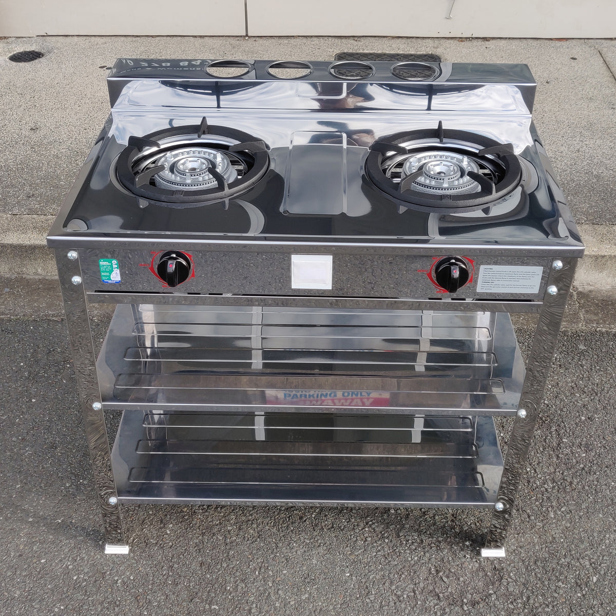 Double burner gas stove with stand Supermenu